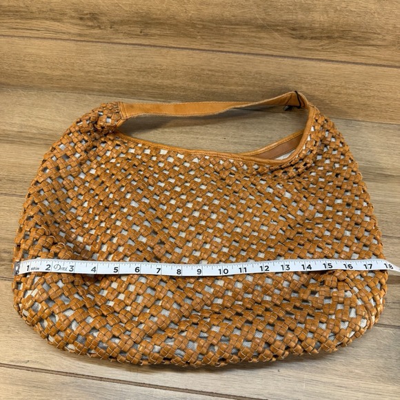 Marta Ponti Portugal Leather Fabric Woven‎ Tote Shoulder Bag Light Brown - Picture 8 of 8